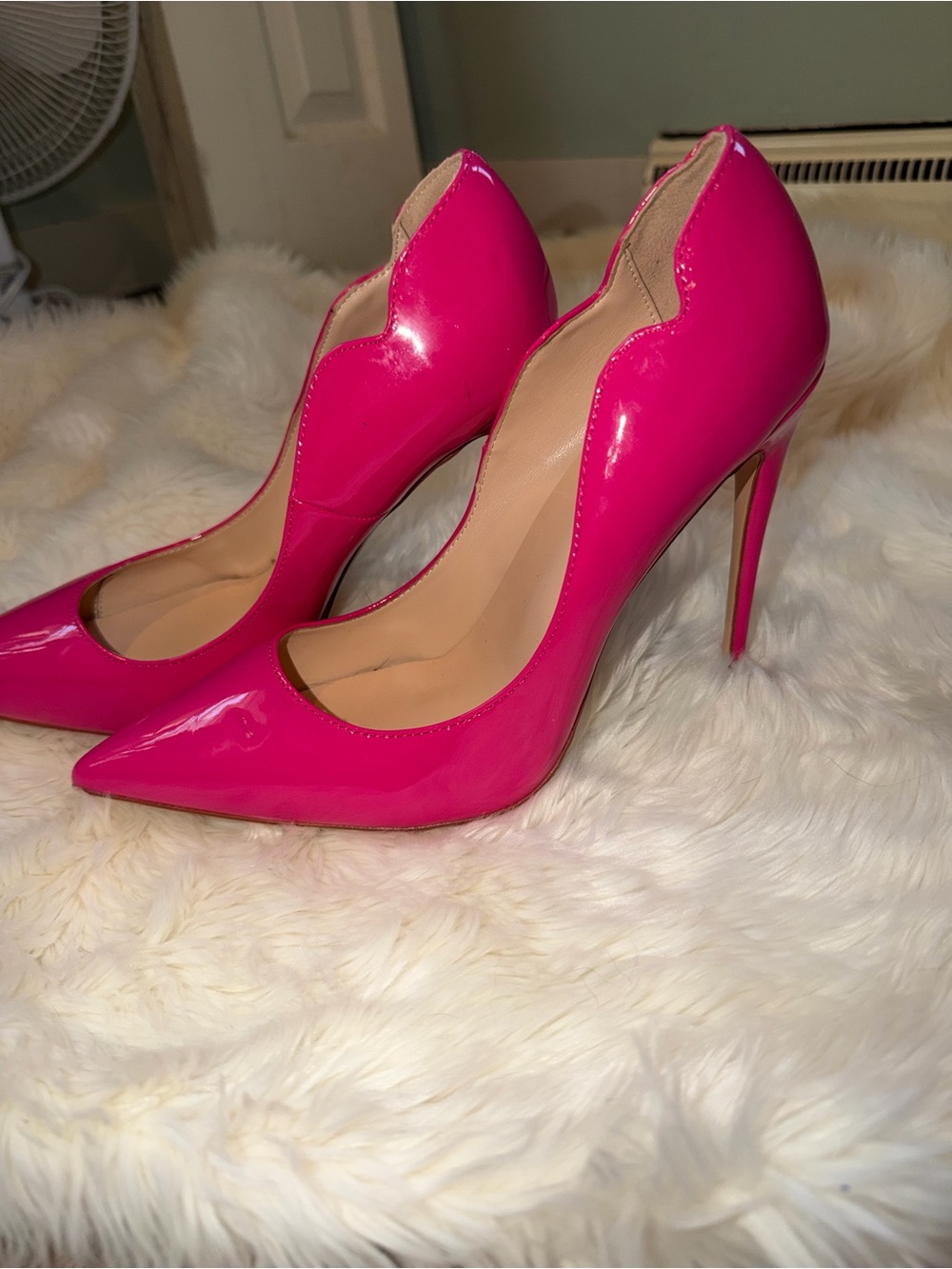 Fuchsia Patent Pointed-Toe Stiletto Pumps